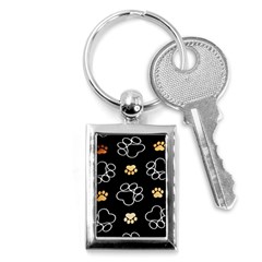 Dog Pawprint Tracks Background Pet Key Chains (rectangle)  by Nexatart