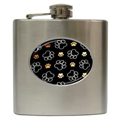 Dog Pawprint Tracks Background Pet Hip Flask (6 Oz) by Nexatart