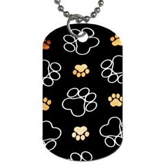 Dog Pawprint Tracks Background Pet Dog Tag (two Sides) by Nexatart