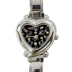 Dog Pawprint Tracks Background Pet Heart Italian Charm Watch by Nexatart