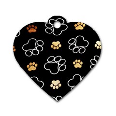 Dog Pawprint Tracks Background Pet Dog Tag Heart (one Side) by Nexatart