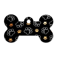 Dog Pawprint Tracks Background Pet Dog Tag Bone (two Sides) by Nexatart