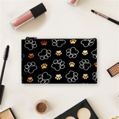 Dog Pawprint Tracks Background Pet Cosmetic Bag (small)  by Nexatart