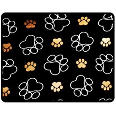 Dog Pawprint Tracks Background Pet Fleece Blanket (medium)  by Nexatart