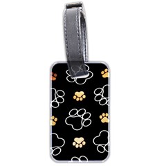 Dog Pawprint Tracks Background Pet Luggage Tags (two Sides) by Nexatart