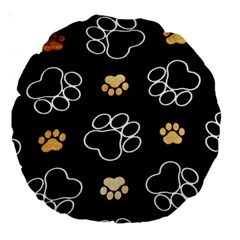 Dog Pawprint Tracks Background Pet Large 18  Premium Round Cushions by Nexatart