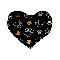 Dog Pawprint Tracks Background Pet Standard 16  Premium Heart Shape Cushions by Nexatart