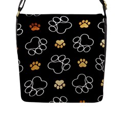 Dog Pawprint Tracks Background Pet Flap Messenger Bag (l)  by Nexatart