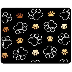 Dog Pawprint Tracks Background Pet Double Sided Fleece Blanket (medium)  by Nexatart