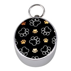 Dog Pawprint Tracks Background Pet Mini Silver Compasses by Nexatart