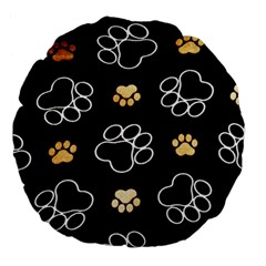 Dog Pawprint Tracks Background Pet Large 18  Premium Flano Round Cushions by Nexatart