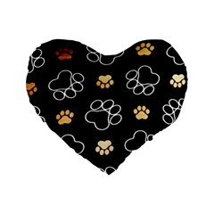 Dog Pawprint Tracks Background Pet Standard 16  Premium Flano Heart Shape Cushions by Nexatart