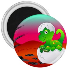 Dinosaur Dino Baby Dino Lizard 3  Magnets by Nexatart