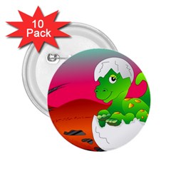 Dinosaur Dino Baby Dino Lizard 2 25  Buttons (10 Pack)  by Nexatart