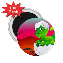 Dinosaur Dino Baby Dino Lizard 2 25  Magnets (100 Pack)  by Nexatart