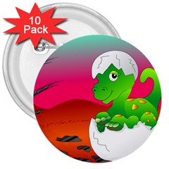 Dinosaur Dino Baby Dino Lizard 3  Buttons (10 Pack)  by Nexatart