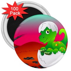 Dinosaur Dino Baby Dino Lizard 3  Magnets (100 Pack) by Nexatart