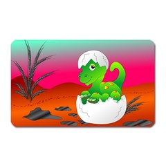 Dinosaur Dino Baby Dino Lizard Magnet (rectangular) by Nexatart