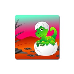 Dinosaur Dino Baby Dino Lizard Square Magnet by Nexatart