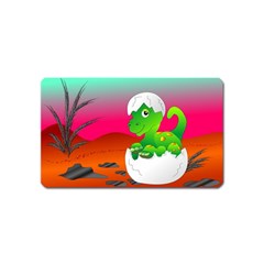 Dinosaur Dino Baby Dino Lizard Magnet (name Card) by Nexatart