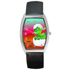 Dinosaur Dino Baby Dino Lizard Barrel Style Metal Watch