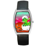 Dinosaur Dino Baby Dino Lizard Barrel Style Metal Watch Front