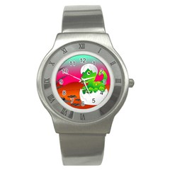 Dinosaur Dino Baby Dino Lizard Stainless Steel Watch by Nexatart