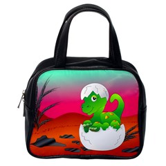 Dinosaur Dino Baby Dino Lizard Classic Handbags (one Side) by Nexatart