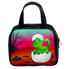 Dinosaur Dino Baby Dino Lizard Classic Handbags (2 Sides) by Nexatart