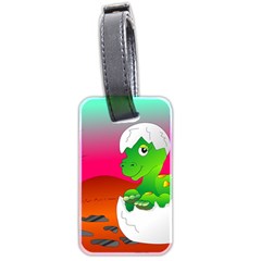 Dinosaur Dino Baby Dino Lizard Luggage Tags (two Sides) by Nexatart