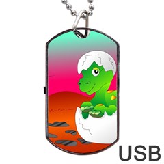 Dinosaur Dino Baby Dino Lizard Dog Tag Usb Flash (one Side) by Nexatart