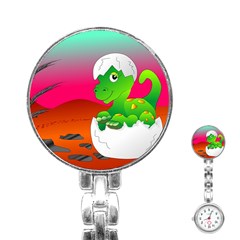 Dinosaur Dino Baby Dino Lizard Stainless Steel Nurses Watch by Nexatart