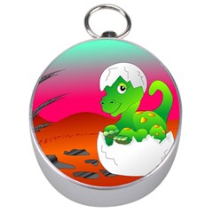 Dinosaur Dino Baby Dino Lizard Silver Compasses by Nexatart