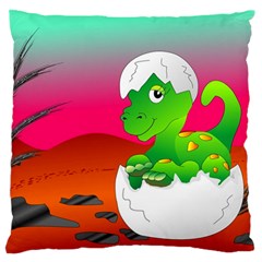 Dinosaur Dino Baby Dino Lizard Large Flano Cushion Case (two Sides) by Nexatart