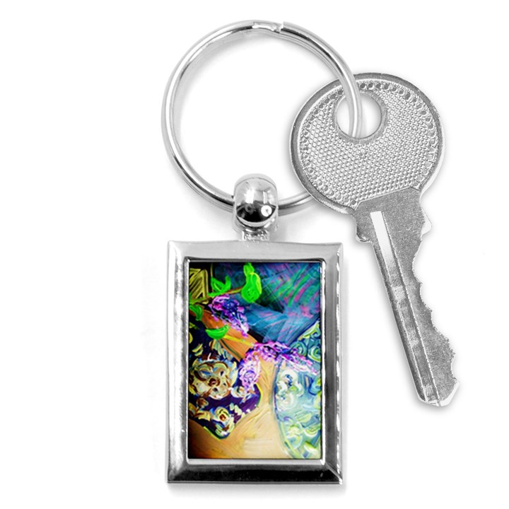 Blue Lilac On A Countertop 3 Key Chains (Rectangle) 