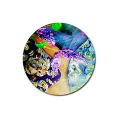 Blue Lilac On A Countertop 3 Rubber Coaster (round)  by bestdesignintheworld