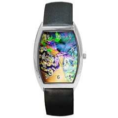 Blue Lilac On A Countertop 3 Barrel Style Metal Watch