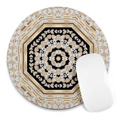 Wood Butterflies And Wood Hearts In Harmony Round Mousepads by pepitasart