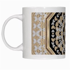 Wood Butterflies And Wood Hearts In Harmony White Mugs by pepitasart