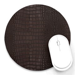 Gator Brown Leather Print Round Mousepads by LoolyElzayat