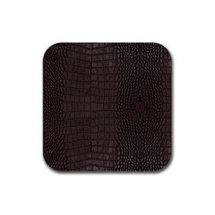 Gator Brown Leather Print Rubber Square Coaster (4 Pack)  by LoolyElzayat