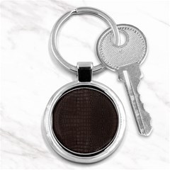 Gator Brown Leather Print Key Chains (round)  by LoolyElzayat