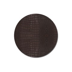 Gator Brown Leather Print Magnet 3  (round) by LoolyElzayat