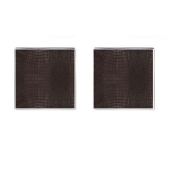 Gator Brown Leather Print Cufflinks (square) by LoolyElzayat