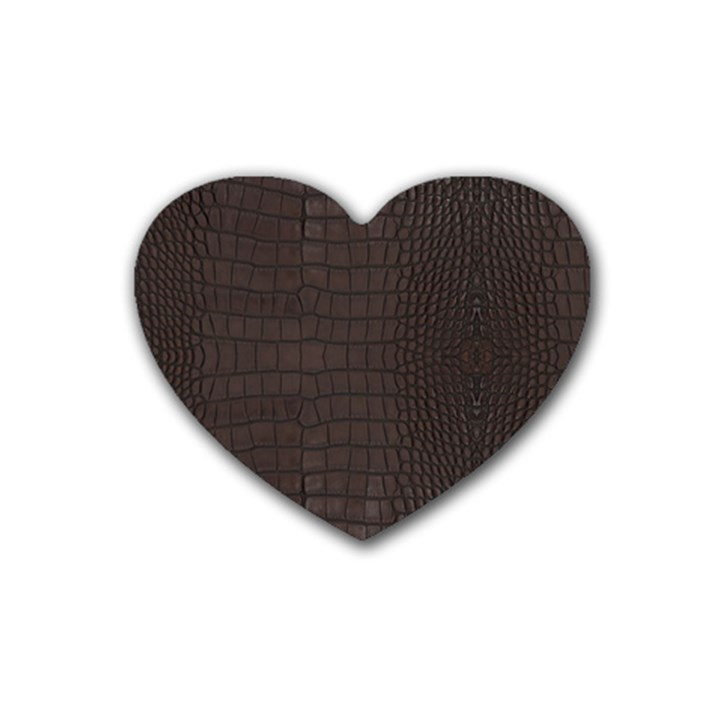 Gator Brown Leather Print Heart Coaster (4 pack) 