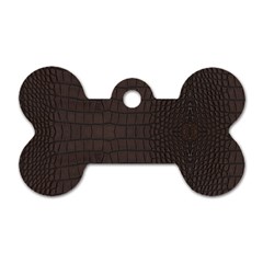 Gator Brown Leather Print Dog Tag Bone (two Sides) by LoolyElzayat