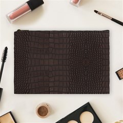 Gator Brown Leather Print Cosmetic Bag (large)  by LoolyElzayat