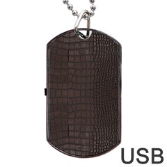 Gator Brown Leather Print Dog Tag Usb Flash (one Side) by LoolyElzayat