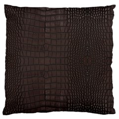 Gator Brown Leather Print Large Flano Cushion Case (one Side) by LoolyElzayat