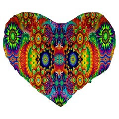 Artwork By Patrick-colorful-47 Large 19  Premium Flano Heart Shape Cushions by ArtworkByPatrick